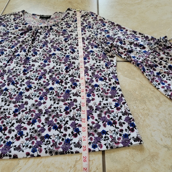 Liz Claiborne Multicolored Floral Top with Bell Sleeves Women's Size XXL - Picture 7 of 9